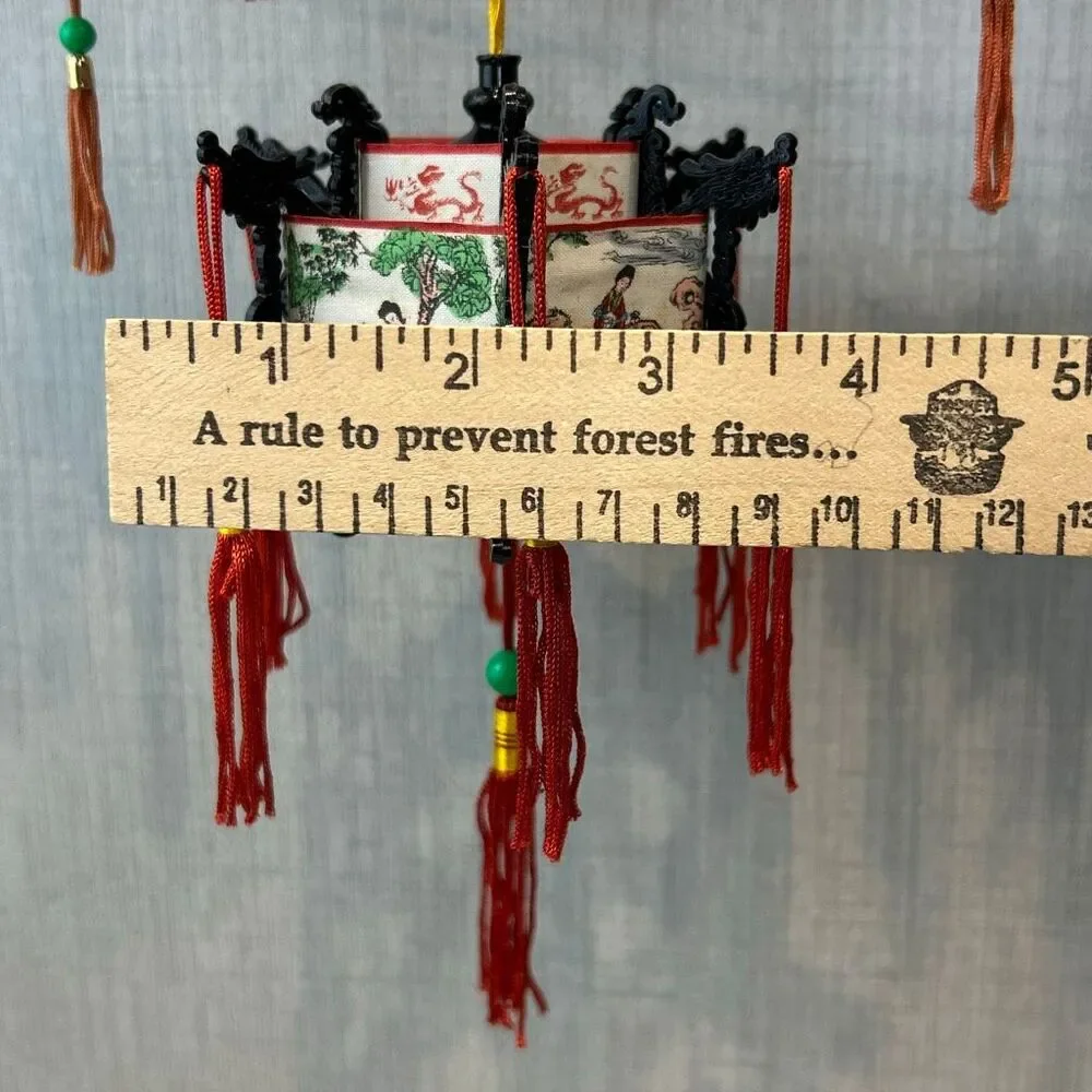 Vtg Chinese Hanging Lantern Ornaments Decorations Set Lot Tassels Small Mini